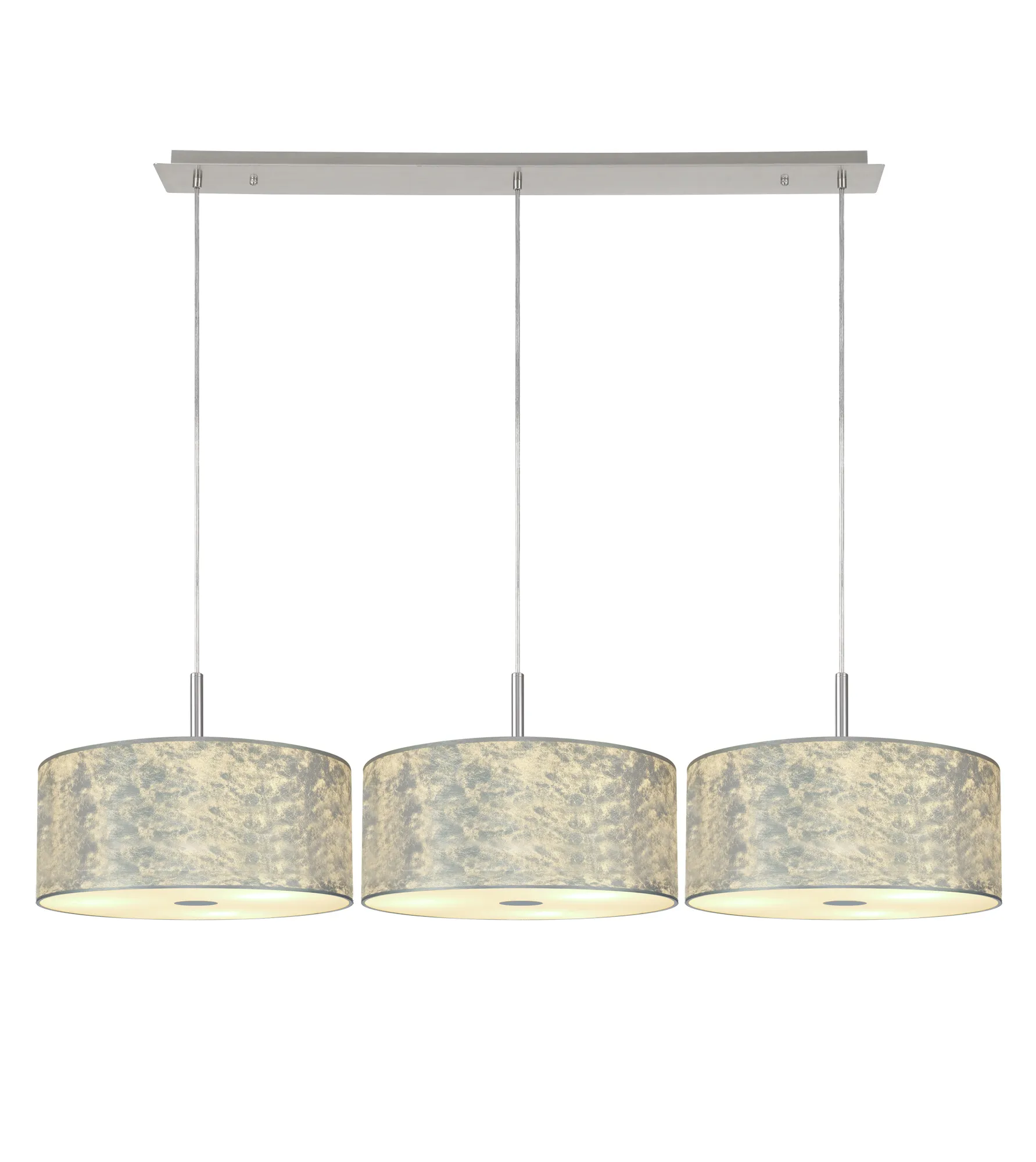 Baymont 40cm Shade 3m 3 Light Pendant Polished Chrome, Silver Leaf, Frosted Diffuser